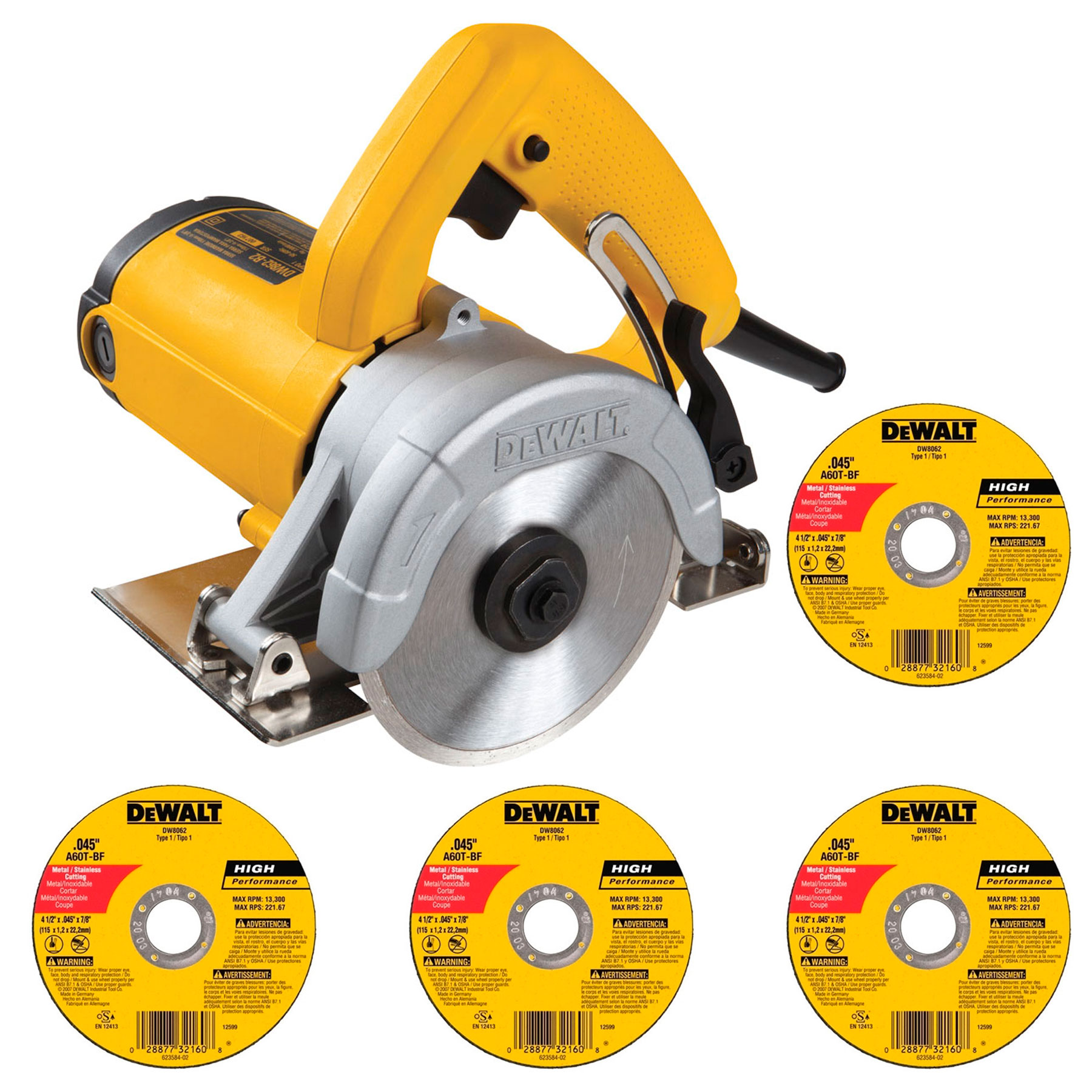 Serra Mármore 4.3/8 Pol 1.270W com 4 Discos DeWALT